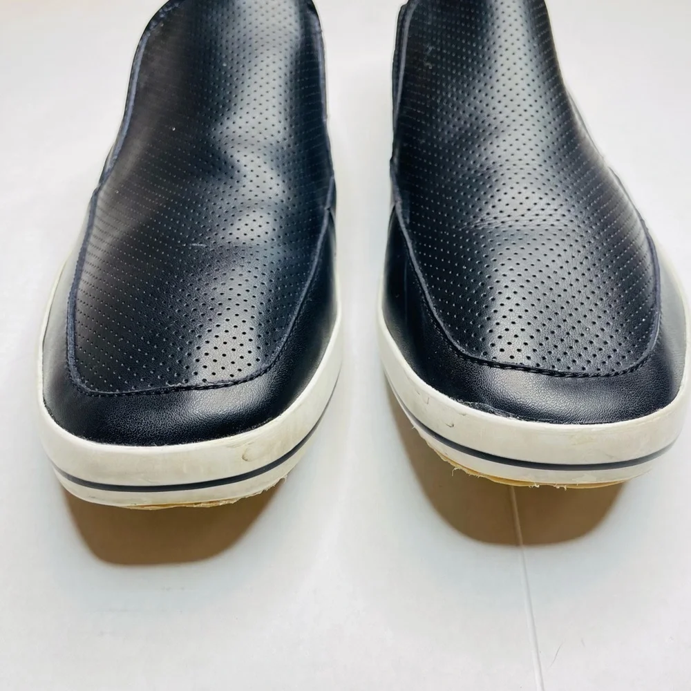 Steve Madden Weldon Black Leather Perforated Loafer Slip On Shoes Men’s Size 12